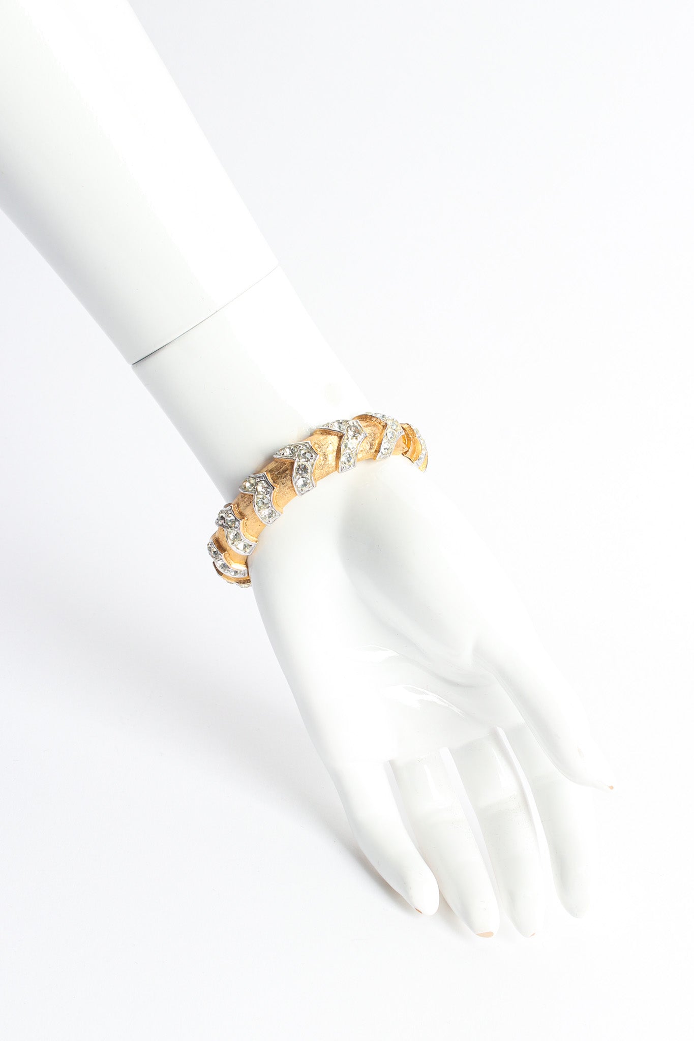 Vintage Sarah Coventry Chevron Rhinestone Mixed Metal Bracelet I on mannequin @ Recess LA