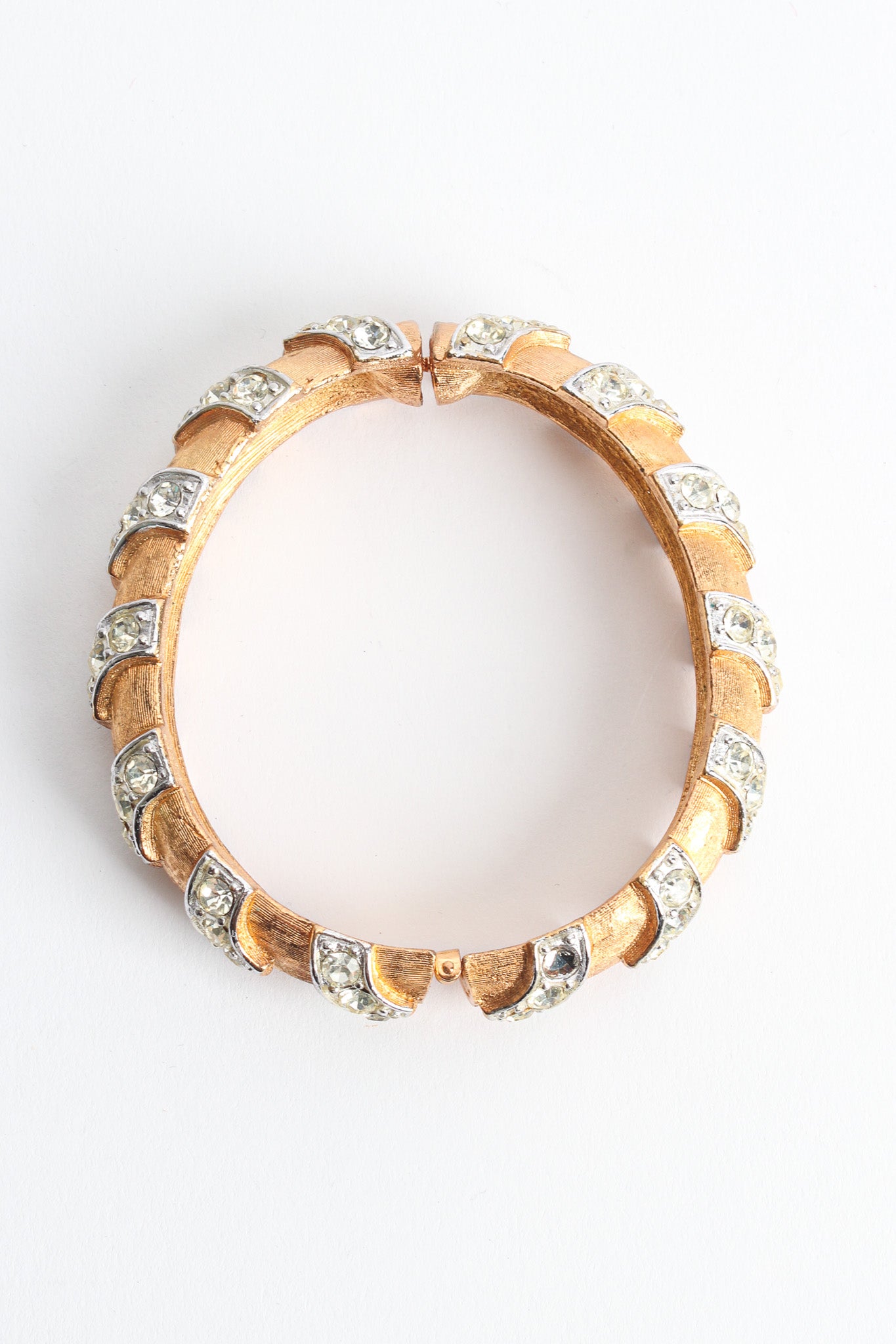 Vintage Sarah Coventry Chevron Rhinestone Mixed Metal Bracelet II back @ Recess LA