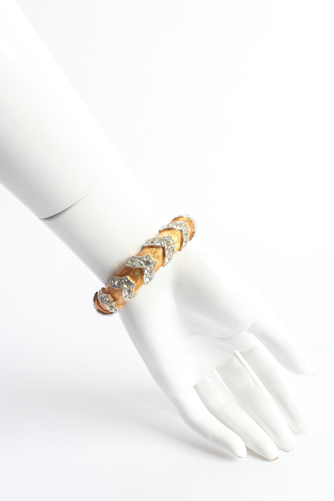 Vintage Sarah Coventry Chevron Rhinestone Mixed Metal Bracelet II on mannequin @ Recess LA