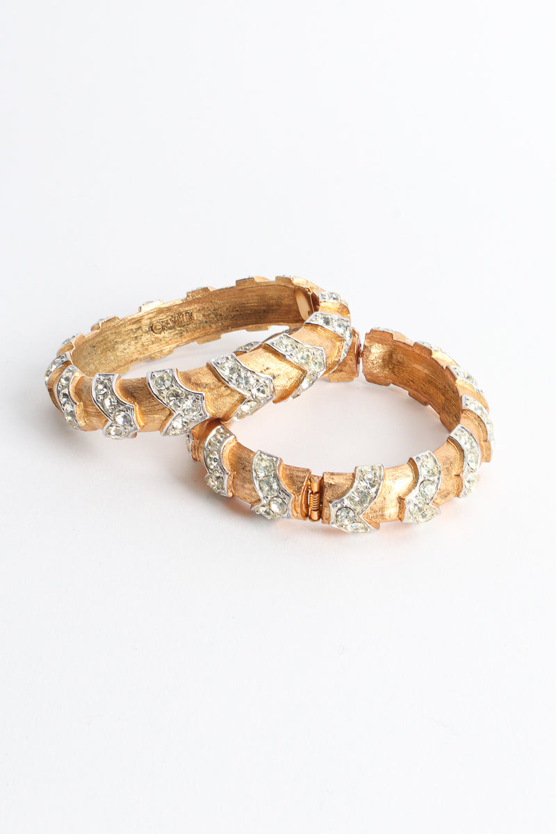 Vintage Sarah Coventry Chevron Rhinestone Mixed Metal Bracelet II set together front @ Recess LA