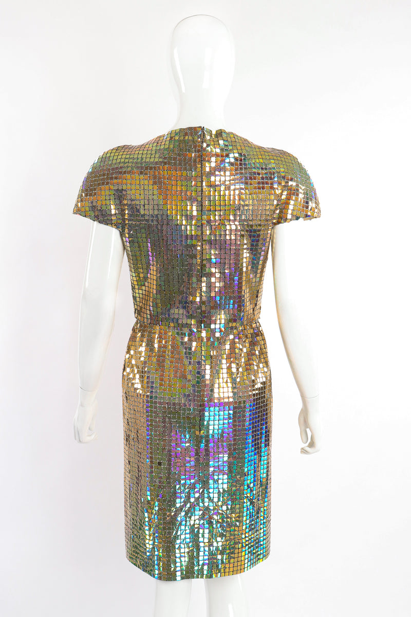 Vintage Scaasi Boutique Holographic Tile Disco Dress on Mannequin back crop at Recess Los Angeles