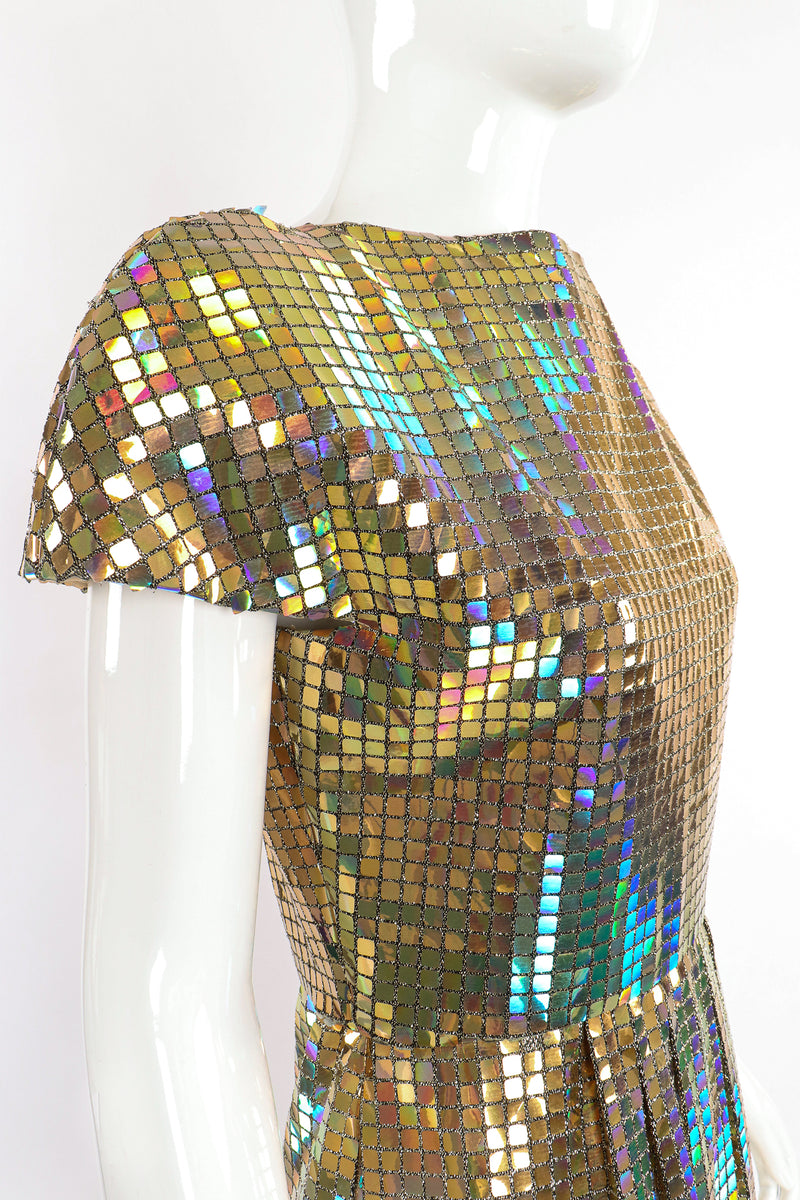 Vintage Scaasi Boutique Holographic Tile Disco Dress on Mannequin angle at Recess Los Angeles