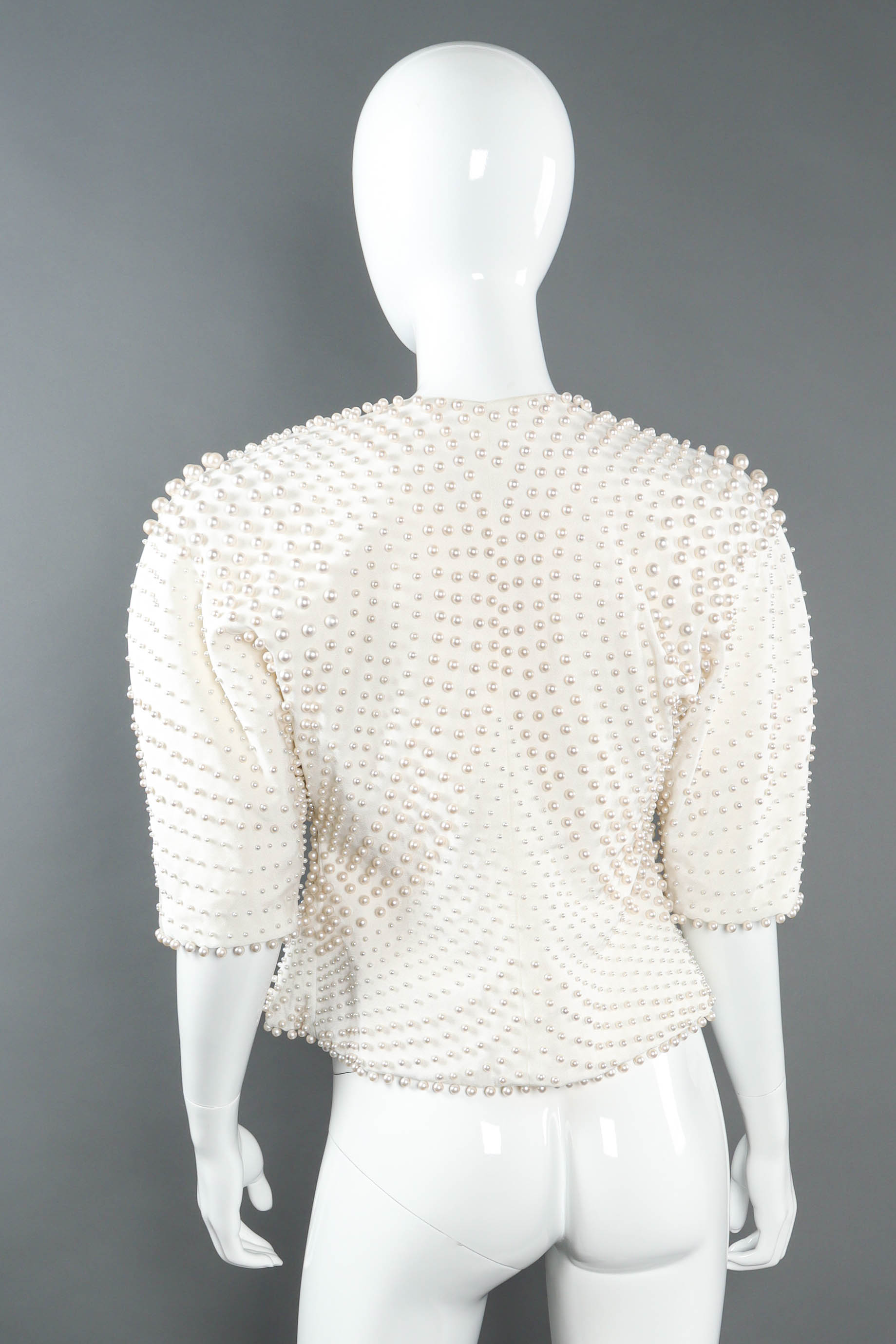 Vintage Scaasi Boutique Pearl Bolero Jacket mannequin back  @ Recess LA