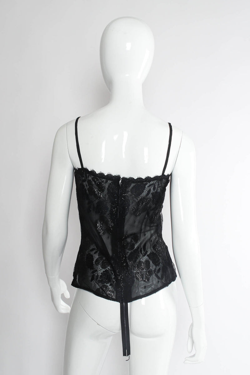 Vintage Jean Louis Scherrer Floral Lace Top & Skirt Set mannequin top back @ Recess Los Angeles