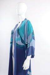 Vintage Shirley Hyatt Watercolor Butterfly Silk Duster on mannequin shoulder at Recess LA