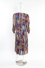 Vintage Silk Farm Abstract Geo Floral Silk Dress mannequin back no tie@ Recess Los Angeles