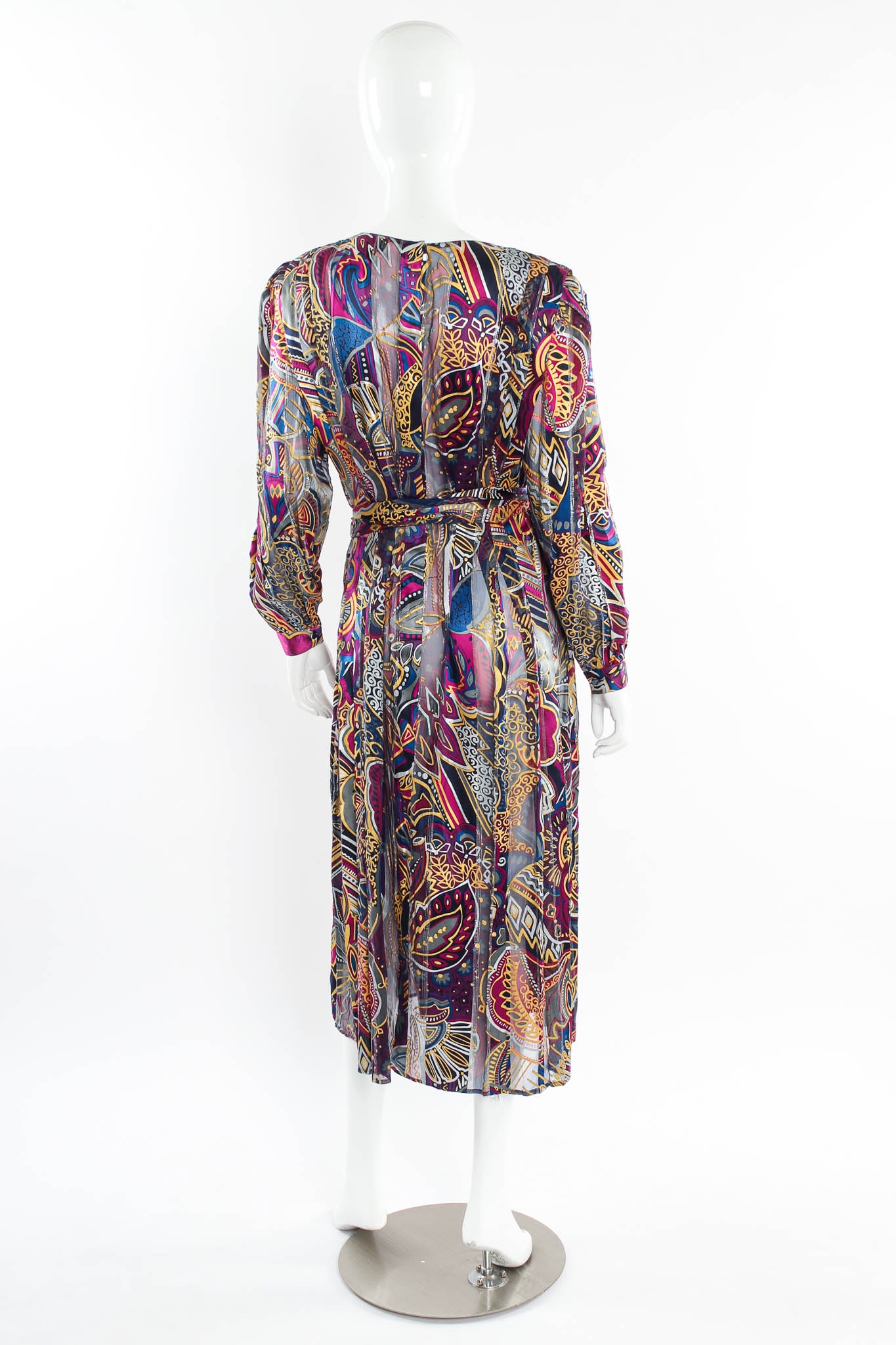 Vintage Silk Farm Abstract Geo Floral Silk Dress mannequin back @ Recess Los Angeles