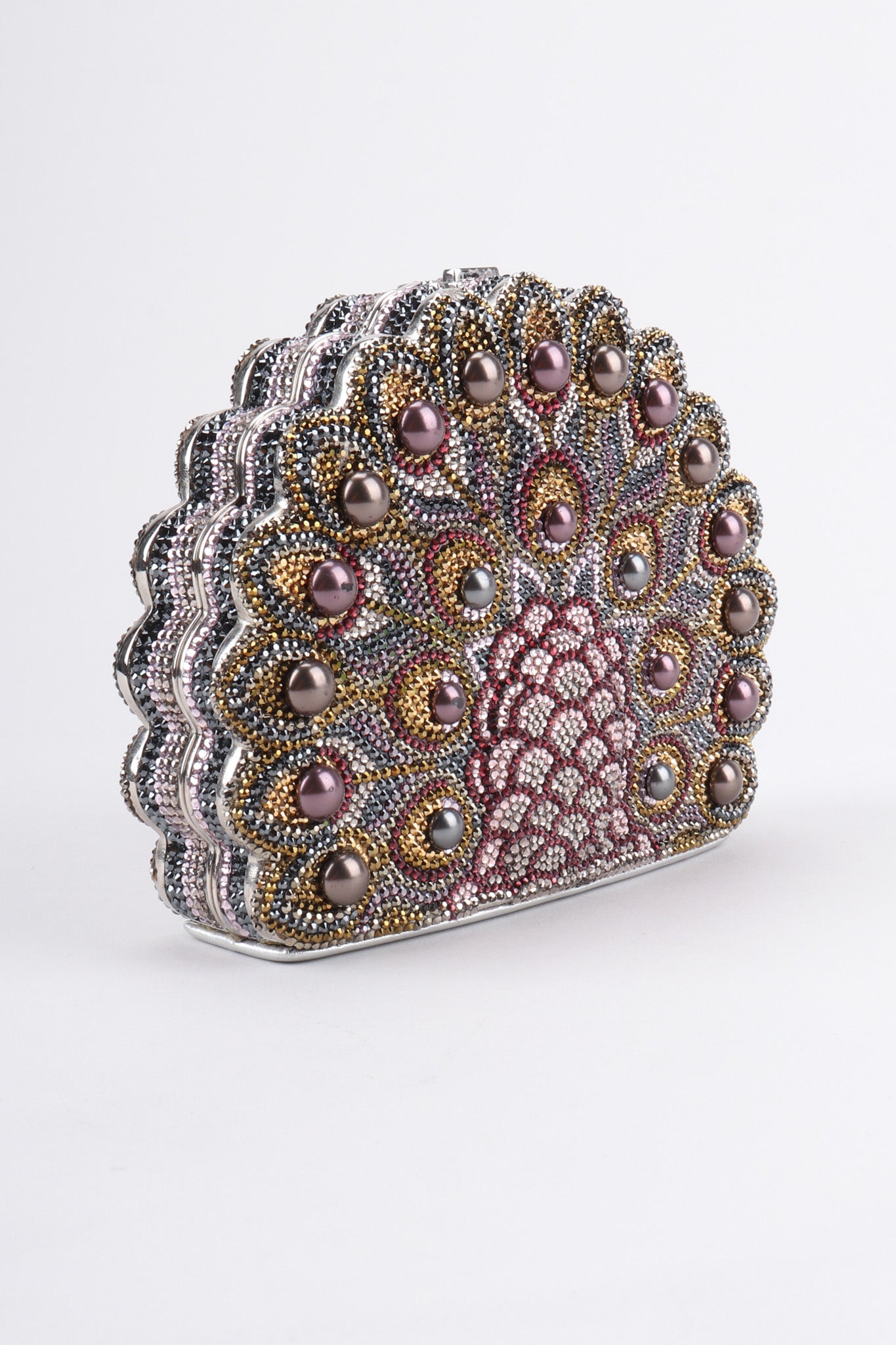 Recess Los Angeles Vintage Judith Leiber Crystal Peacock Clutch Minaudiere