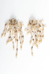 Vintage Simone Edouard Pearl Crystal Cluster Chandelier Earrings flat reverse @ Recess LA