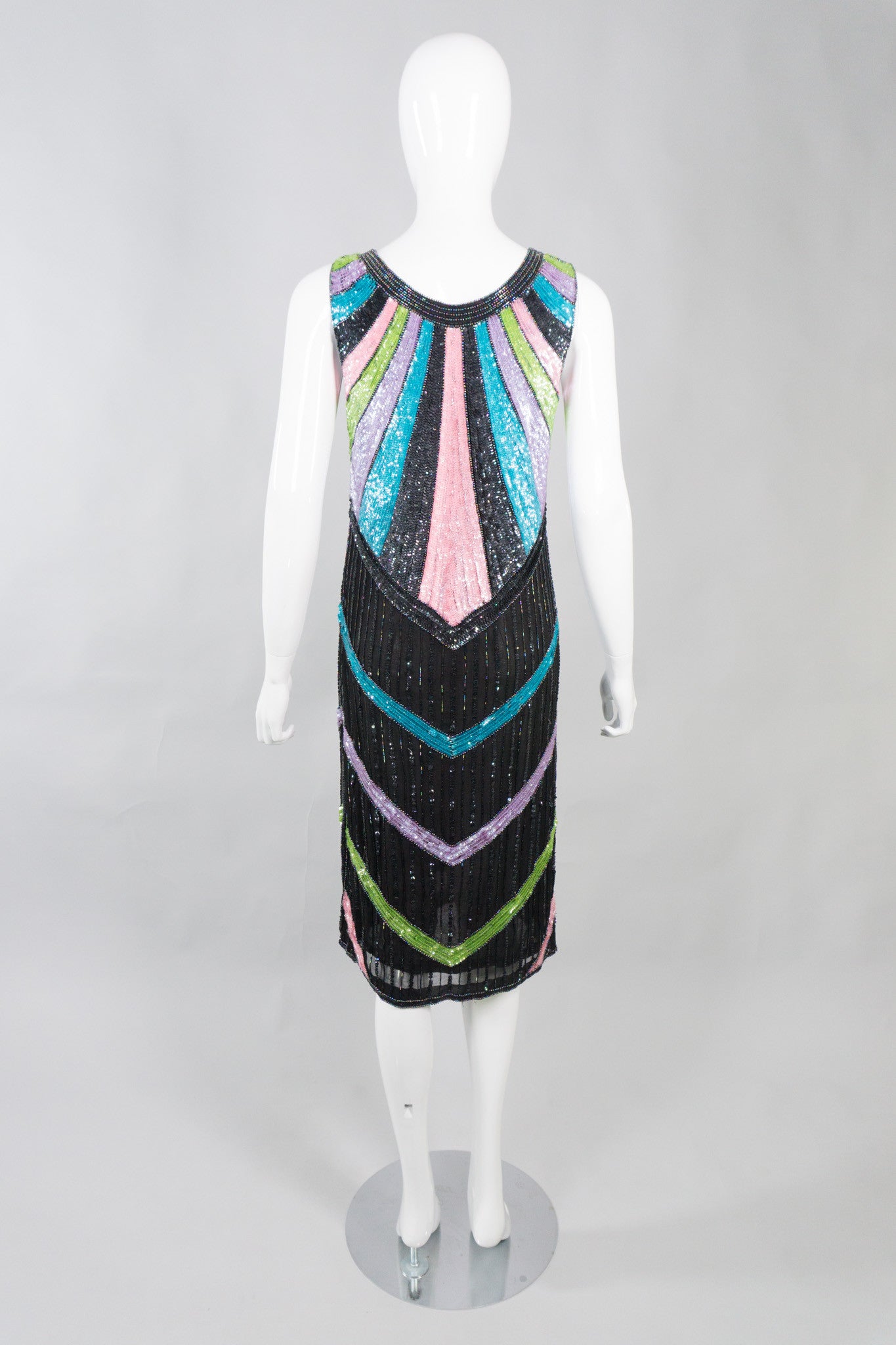 Sistermax Vintage Beaded Candy Chevron Dress