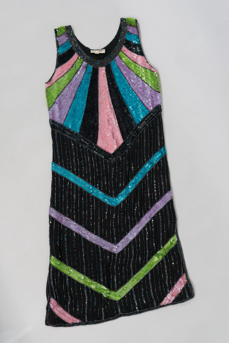 Sistermax Vintage Beaded Candy Chevron Dress