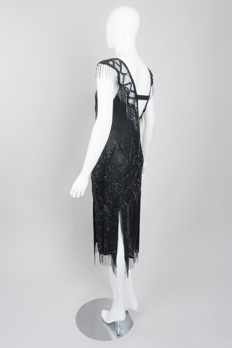 Sistermax Asymmetrical Silk Beaded Fringe Dress