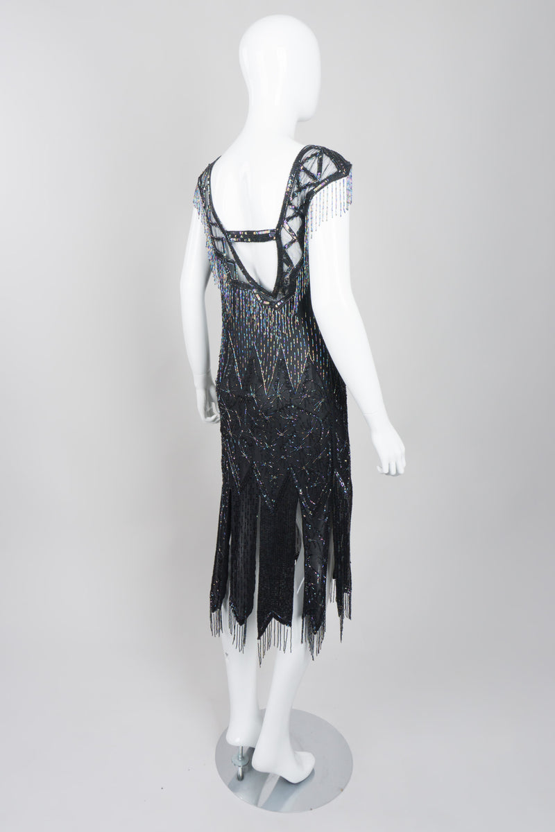 Sistermax Asymmetrical Silk Beaded Fringe Dress