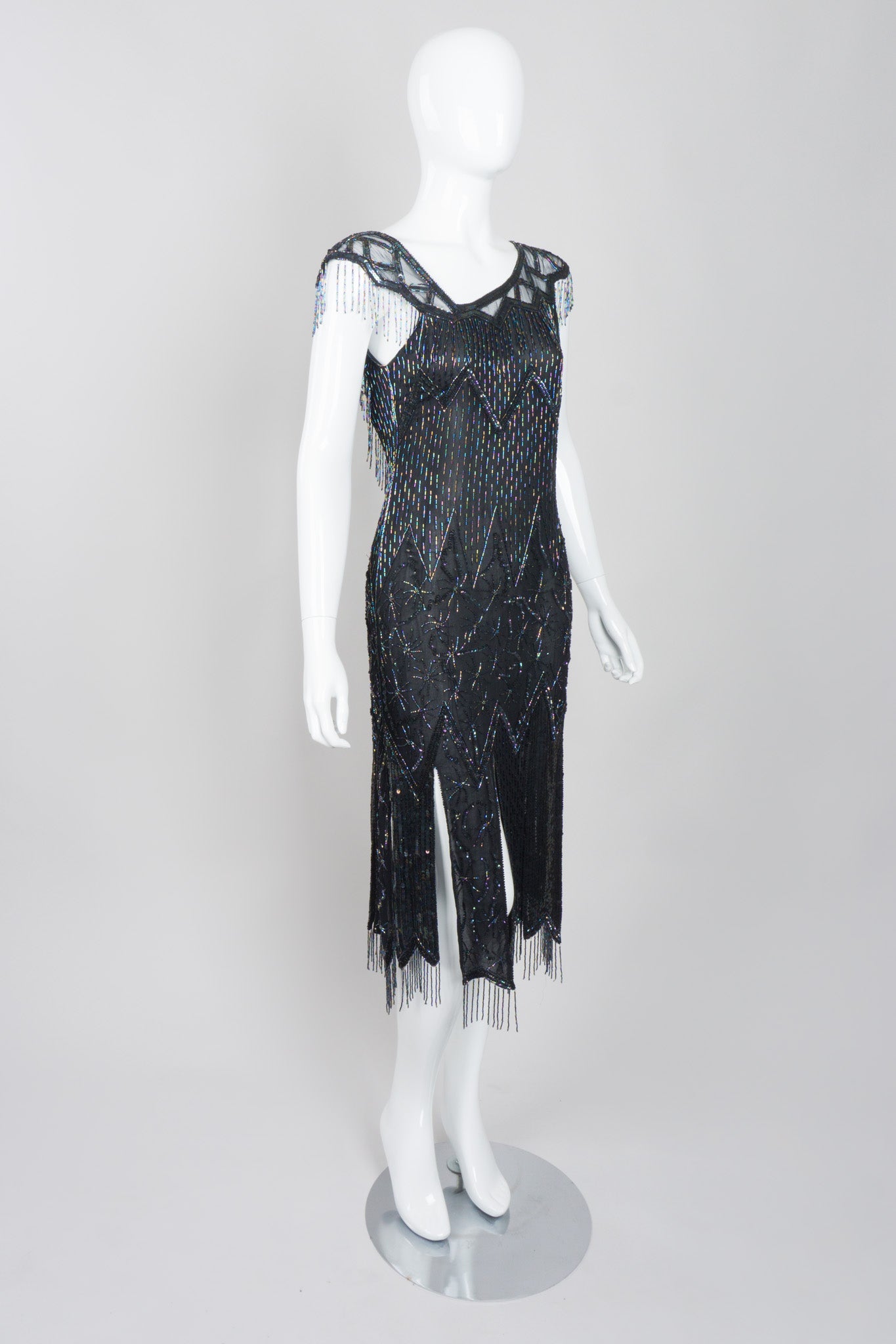 Sistermax Asymmetrical Silk Beaded Fringe Dress