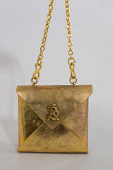 Sonia Rykiel Brass Envelope Chain Clutch Bag