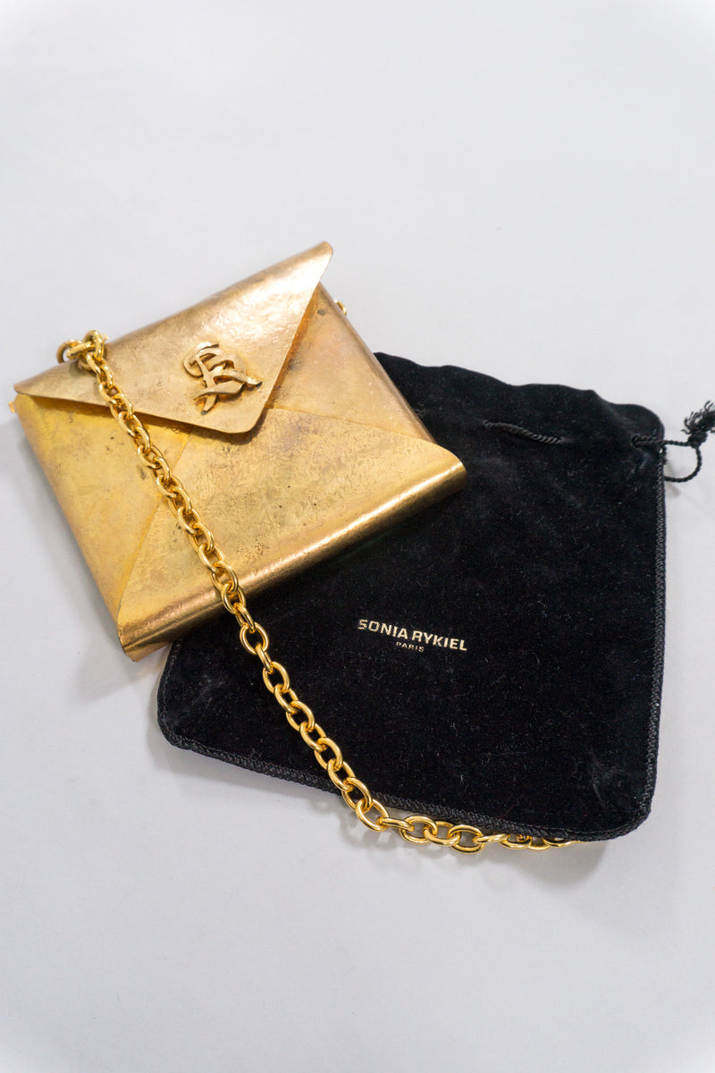 Sonia Rykiel Brass Envelope Chain Clutch Bag