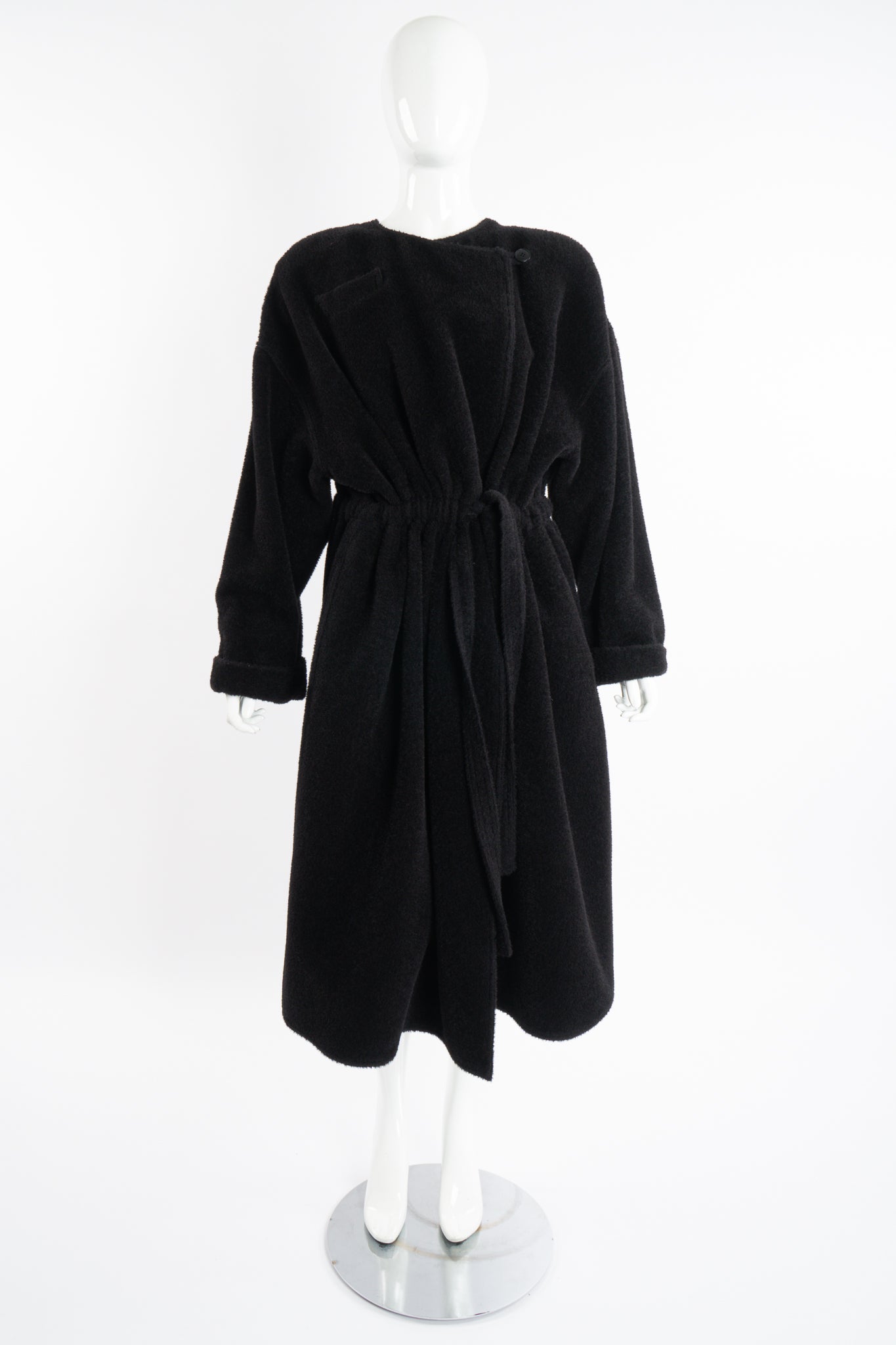 Vintage Sonia Rykiel Fuzzy Alpaca Robe Coat on Mannequin Front at Recess Los Angeles