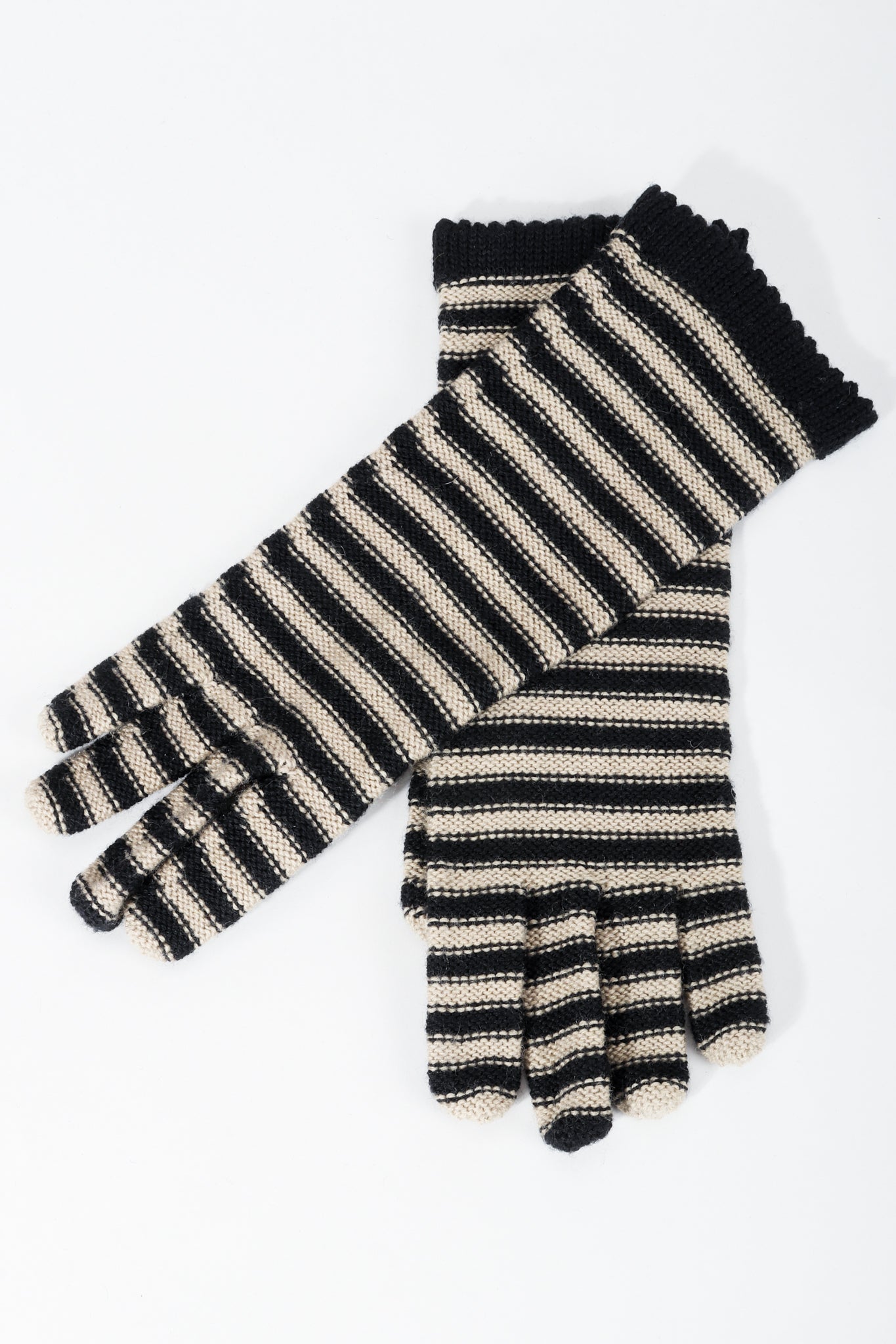 Vintage Sonia Rykiel Beige Stripe Knit Gloves at Recess Los Angeles