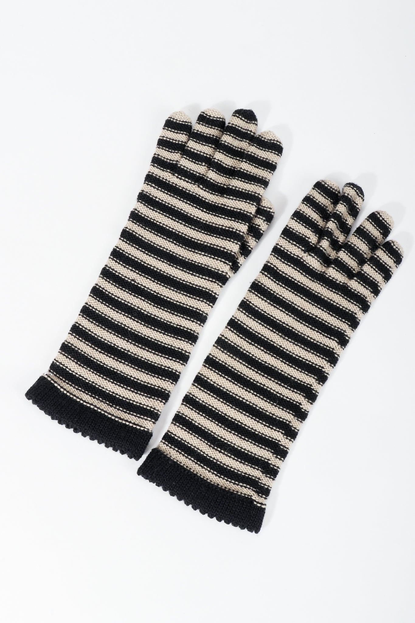 Vintage Sonia Rykiel Beige Stripe Knit Gloves at Recess Los Angeles