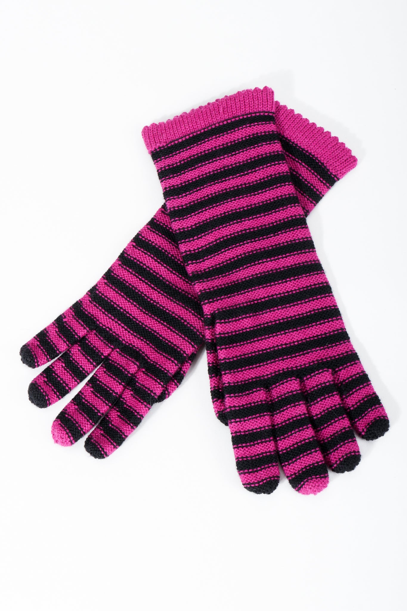 Vintage Sonia Rykiel Fuchsia Stripe Knit Gloves