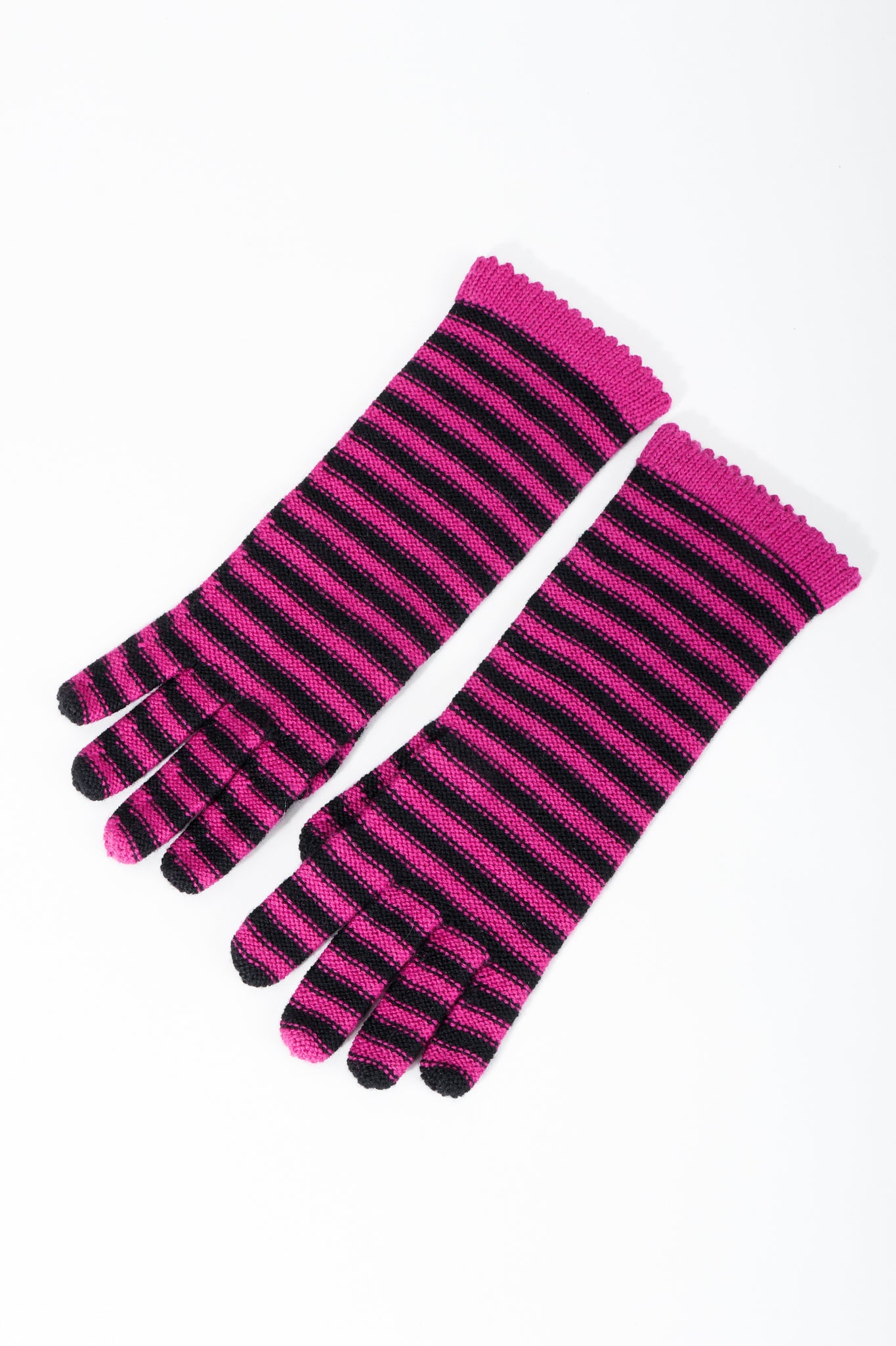 Vintage Sonia Rykiel Fuchsia Stripe Knit Gloves