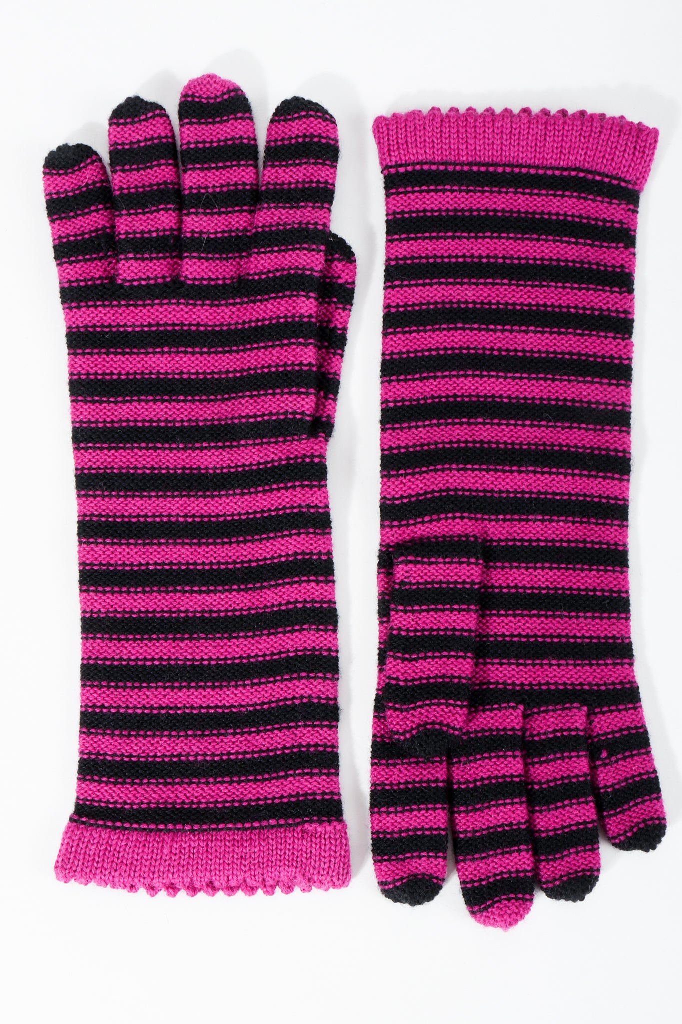 Vintage Sonia Rykiel Fuchsia Stripe Knit Gloves