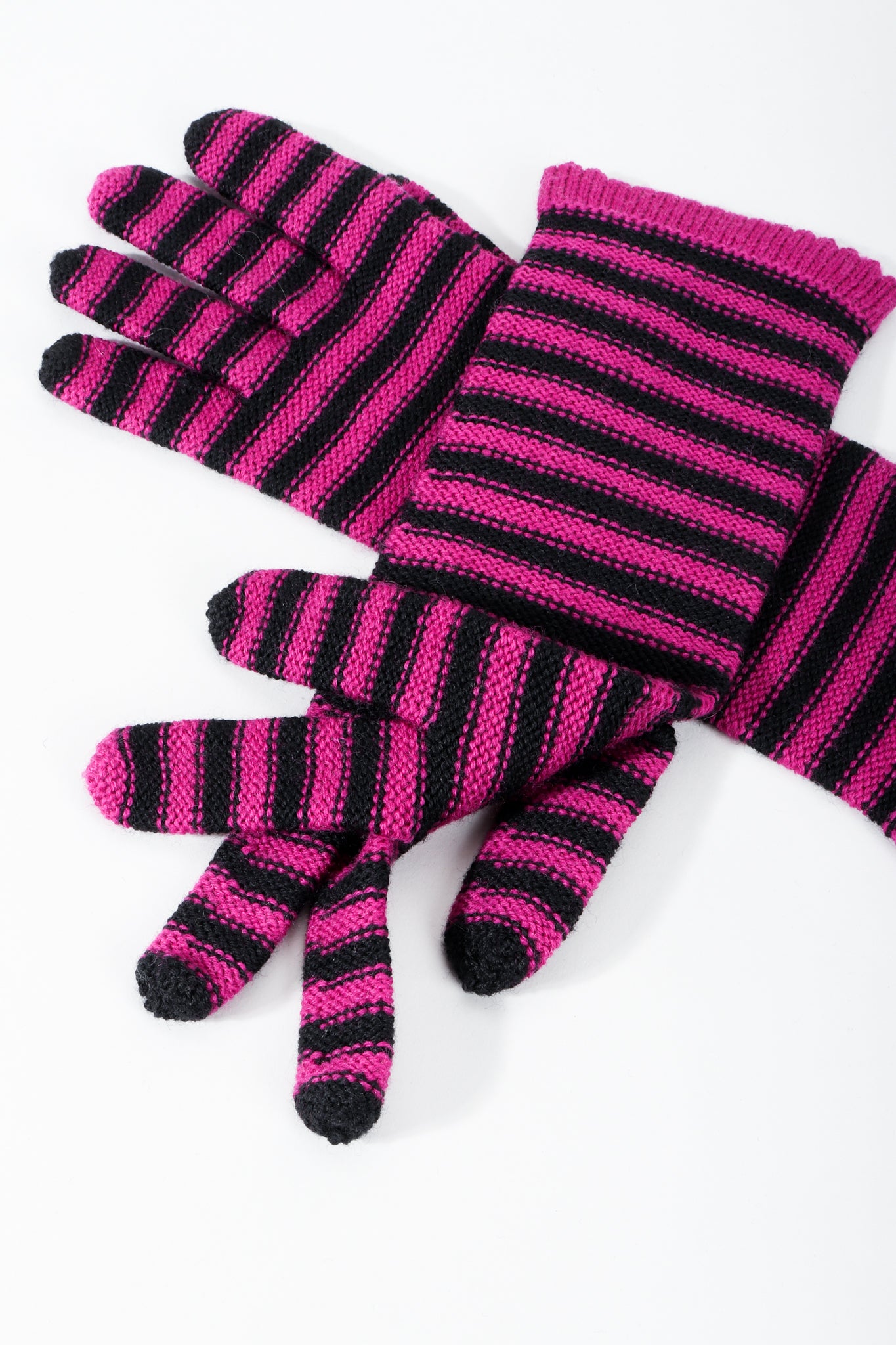 Vintage Sonia Rykiel Fuchsia Stripe Knit Gloves