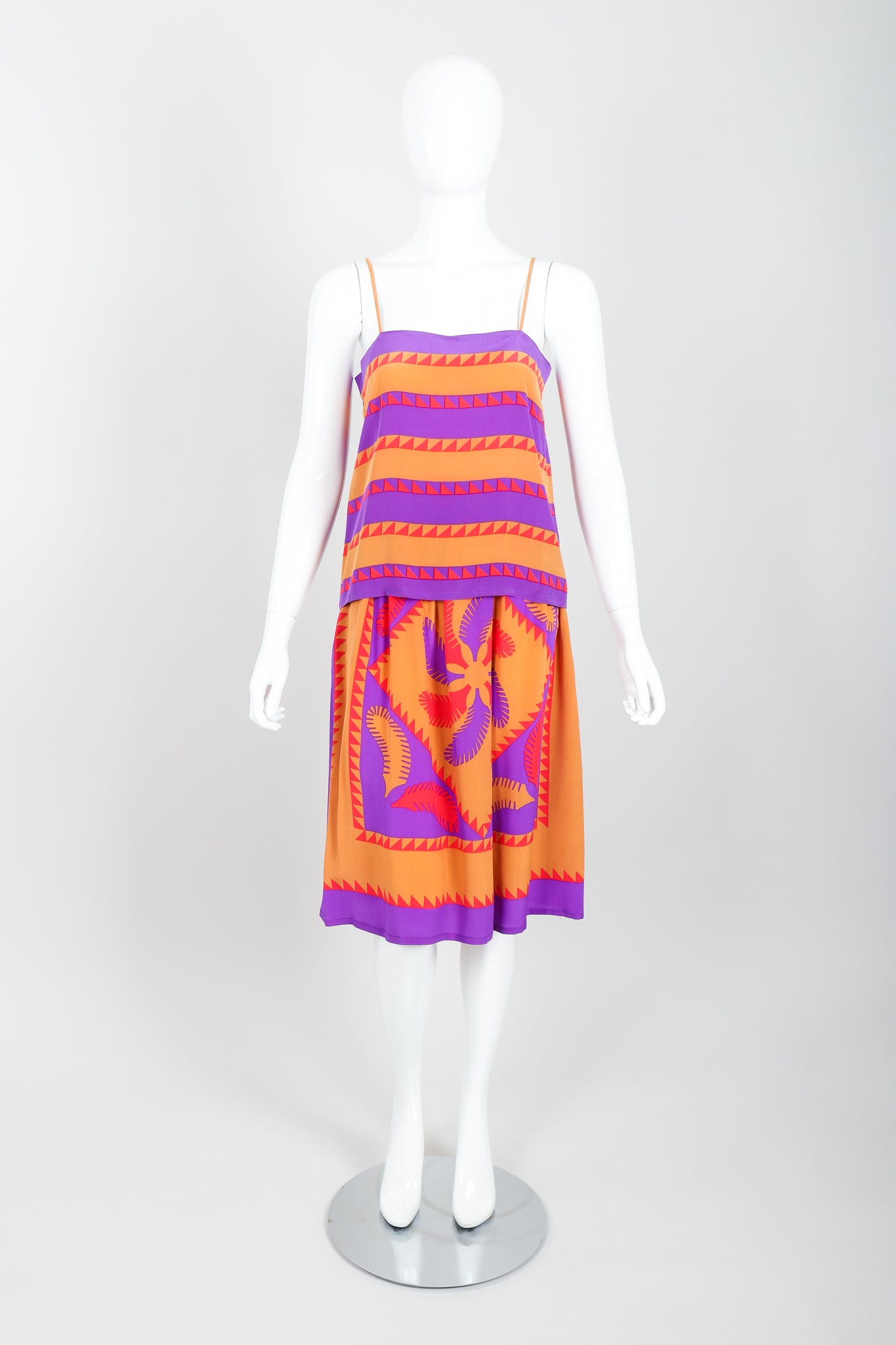 Vintage Soo Yung Lee Santa Fe Stripe Skirt Cami Outfit on Mannequin front at Recess