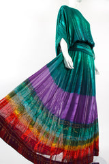 Vintage Soo Yung Lee Rainbow Ombré Chiffon Blouse & Skirt Set on Mannequin skirt at Recess LA