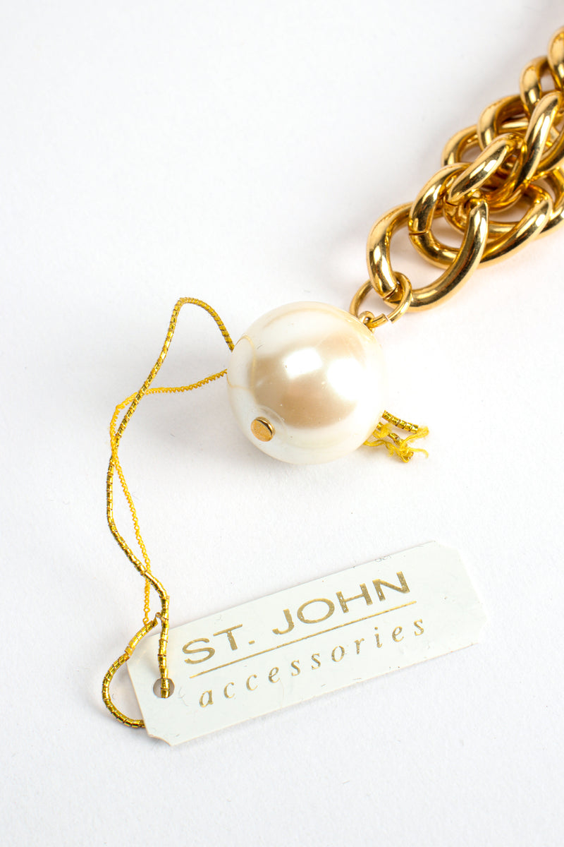 Vintage St. John Pearl Fringe Chain Belt tag at Recess Los Angeles