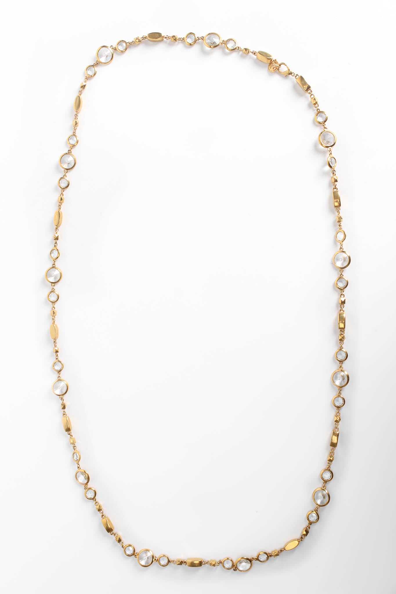 Vintage St. John Geometric Round Crystal Shape Necklace overall front @ Recess LA