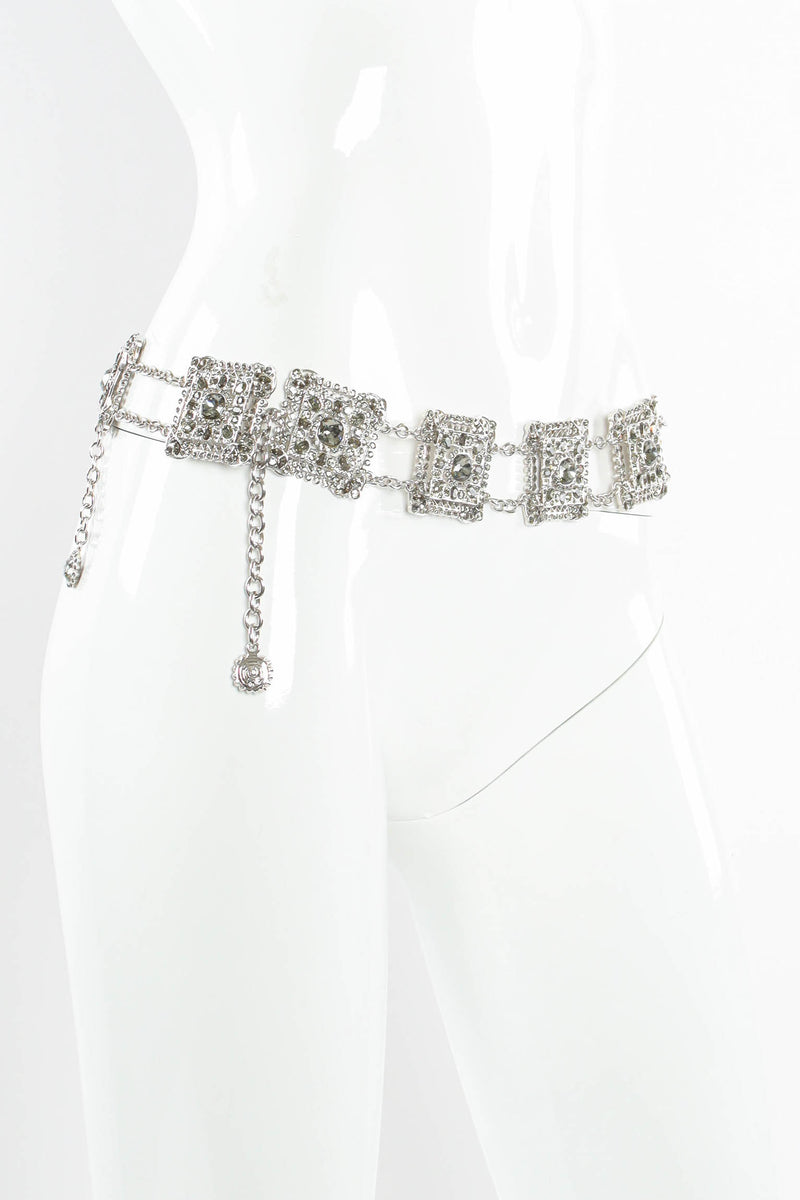 Vintage St. John Black Crystal Metal Belt mannequin side @ Recess Los Angeles