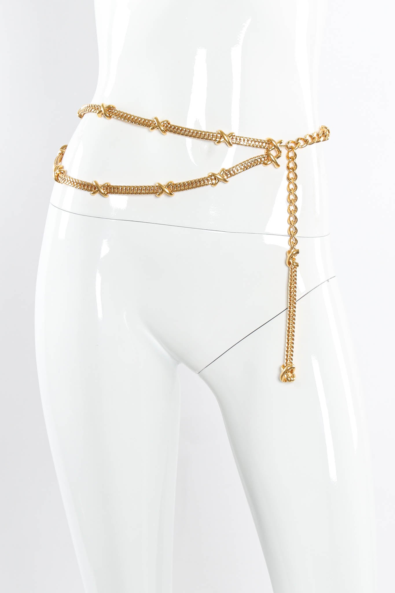 Vintage St. John X Charm Drape Chain Belt on mannequin @ Recess Los Angeles