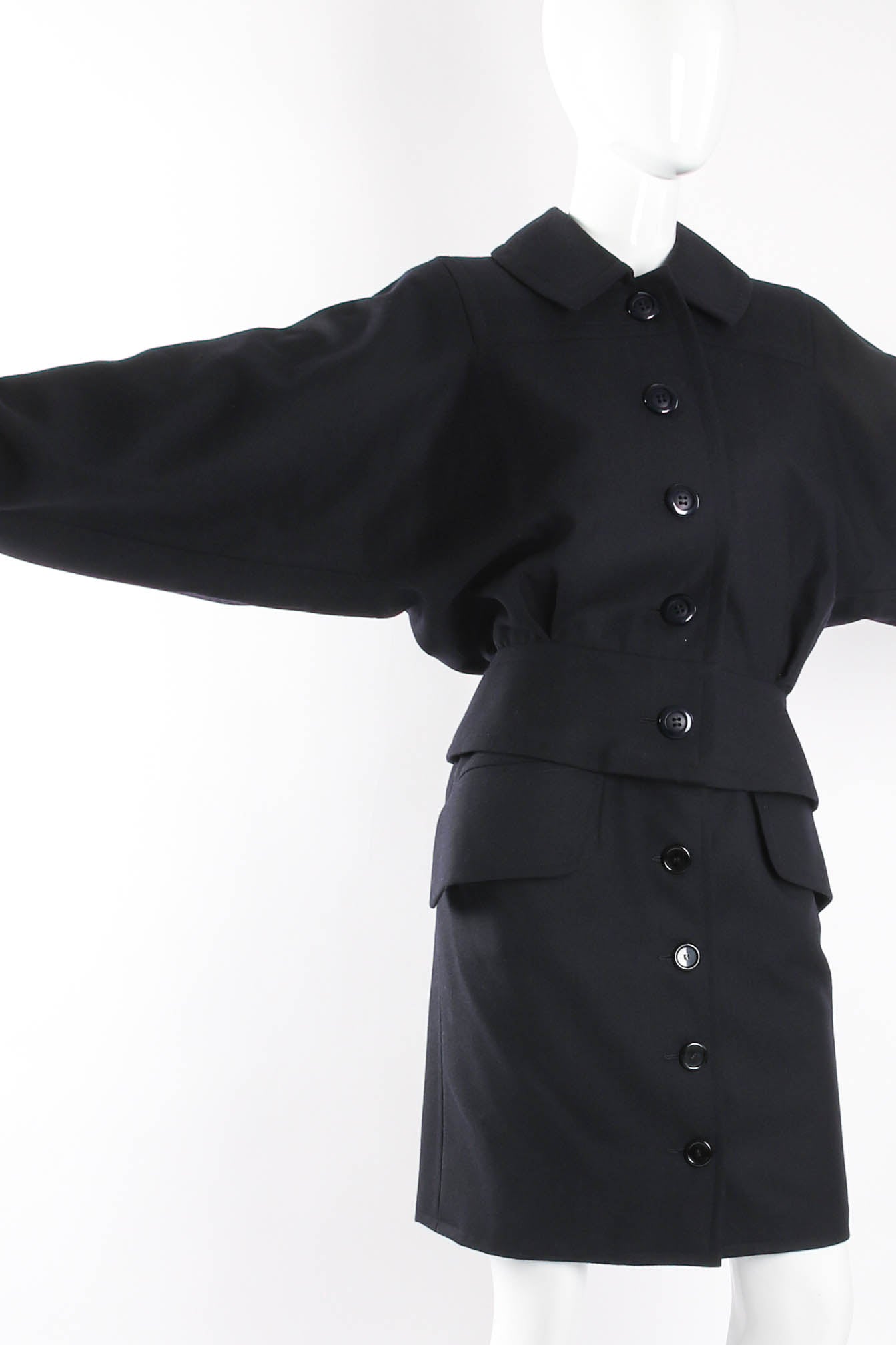 Batwing Uniform Peplum Jacket & Skirt Set on mannequin crop at Recess Los Angeles