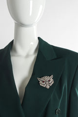 Vintage Staret Geo Rhinestone Owl Brooch on mannequin @ Recess LA