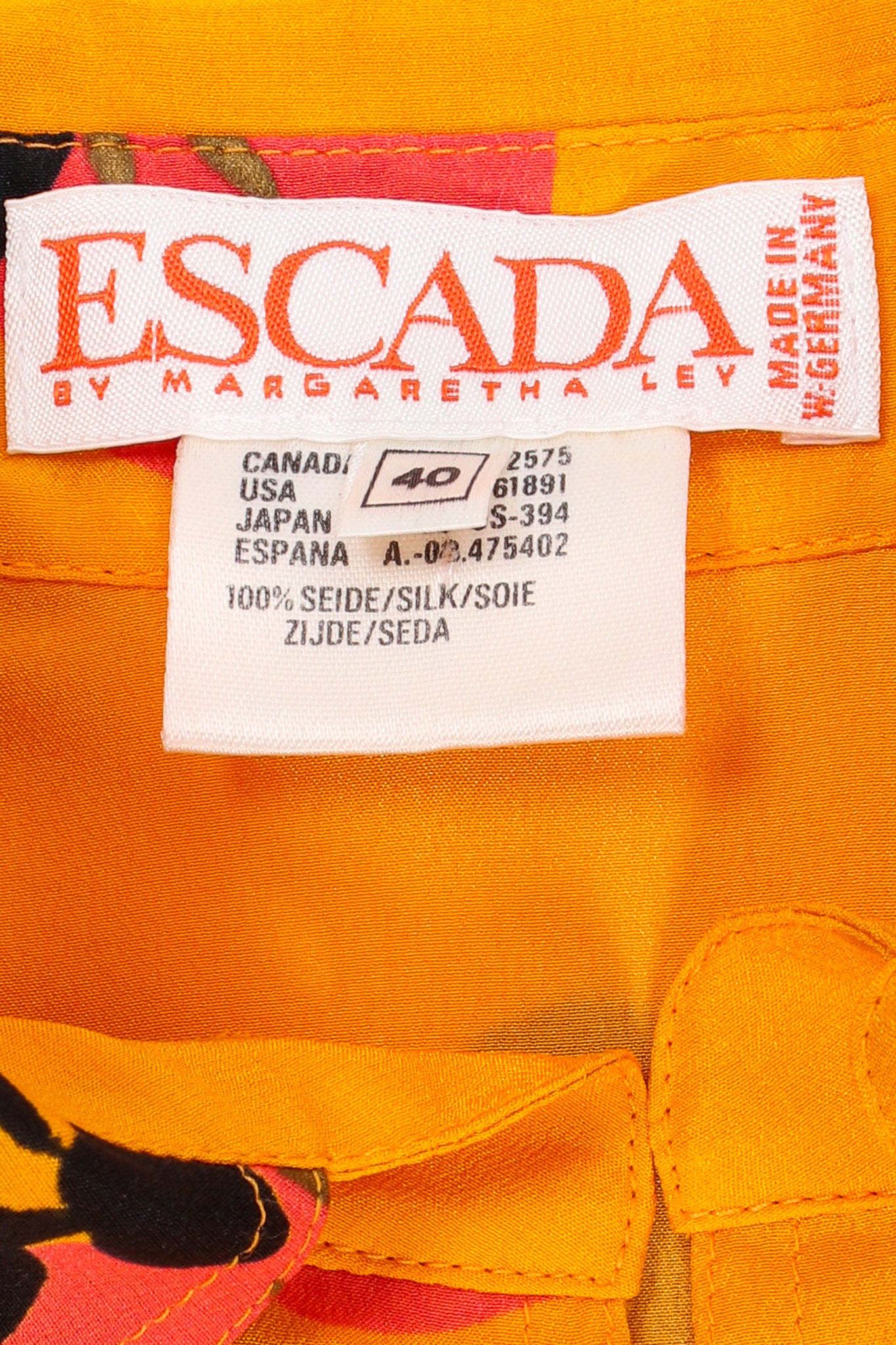 Vintage Escada Graphic Strawberry Print Blouse label at Recess Los Angeles