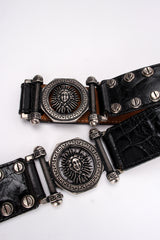 Vintage Streets Ahead  Medusa Leather Screw Stud Belt medusa detail at Recess Los Angeles