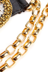 Vintage Streets Ahead Rhinestone Medallion Draped Chain Leather Belt chain detail at Recess LA