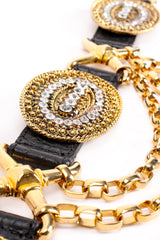 Vintage Streets Ahead Rhinestone Medallion Draped Chain Leather Belt detail at Recess Los Angeles