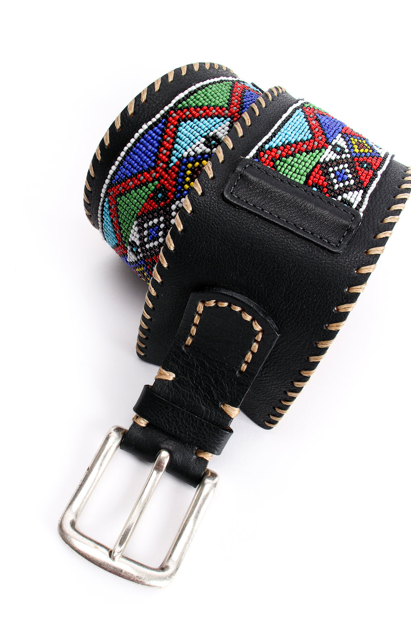 Vintage Streets Ahead Folk Beaded Leather Belt at Recess Los Angeles