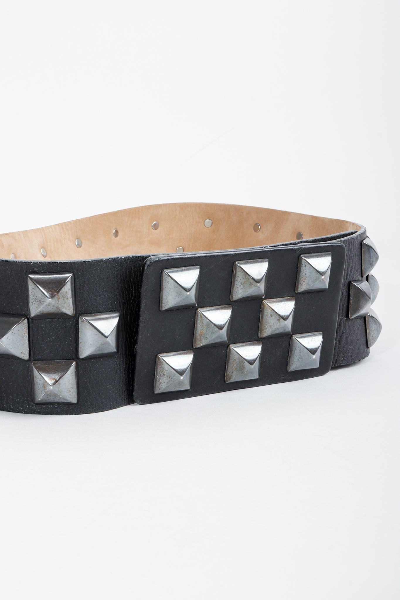 Vintage Streets Ahead SATC Carrie Pyramid Stud Leather Belt at Recess Los Angeles