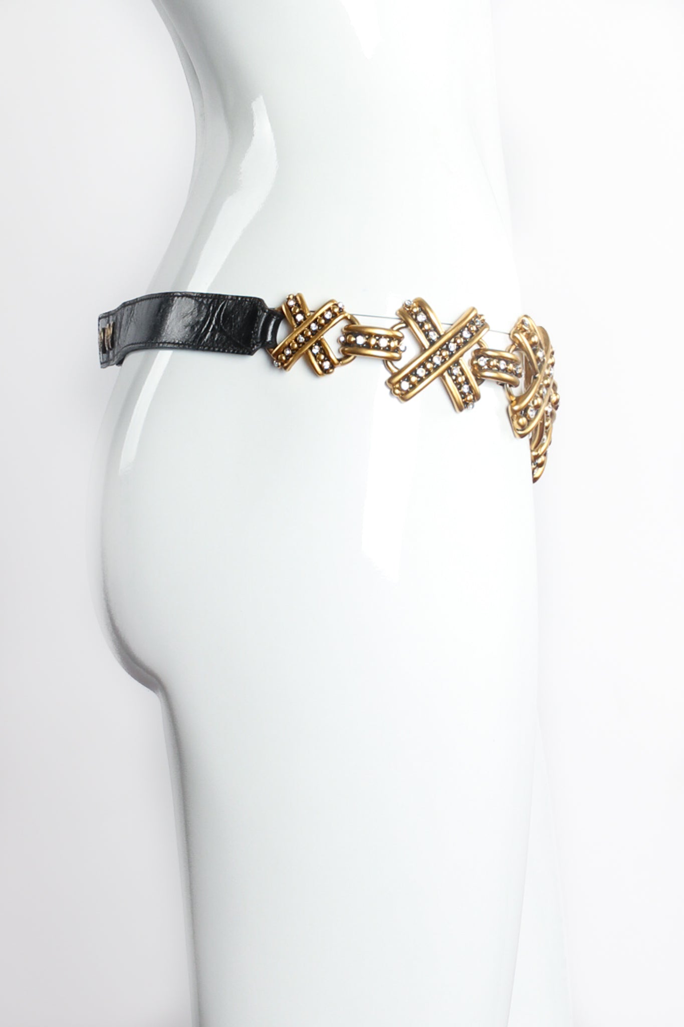 Vintage Streets Ahead Rhinestone Studded X Belt on mannequin at Recess Los Angeles