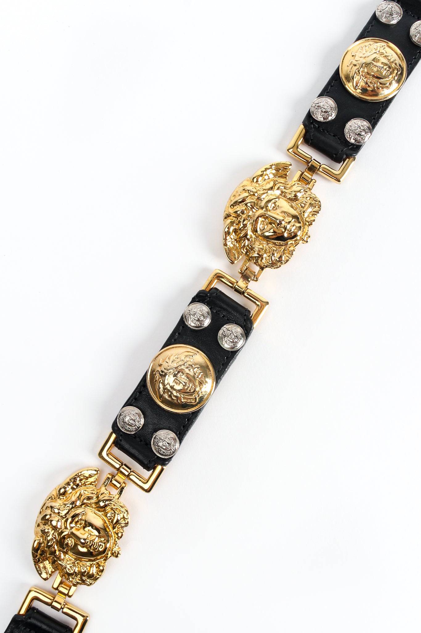 Vintage Streets Ahead Medusa Medallion Leather Belt Detail at Recess LA