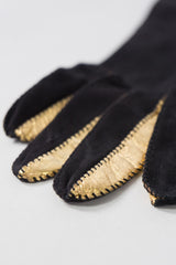 Vintage Gold Stripe Suede Leather Gloves