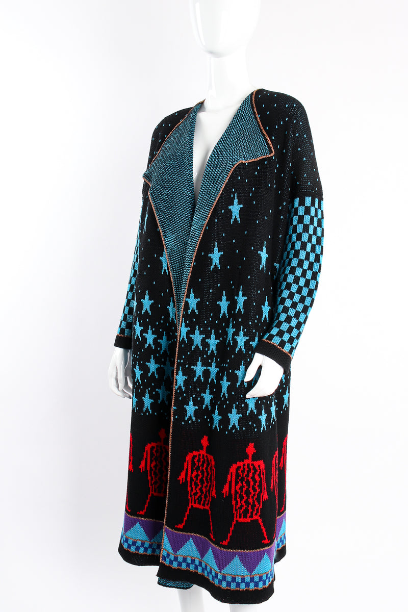 Vintage Summa Starry Sky Knit Cardigan Duster Coat on Mannequin angle at Recess Los Angeles