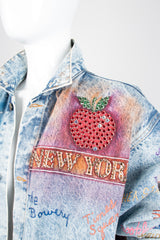 Tony Alamo 1987 New York Twin Towers Skyline Sunset Embellished Denim Jacket