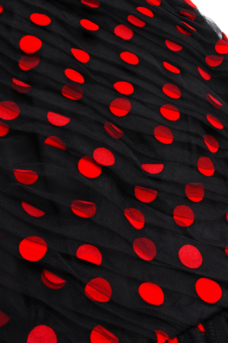 Vintage Tadashi Strapless Velvet Dot Mesh Dress fabric detail at Recess Los Angeles