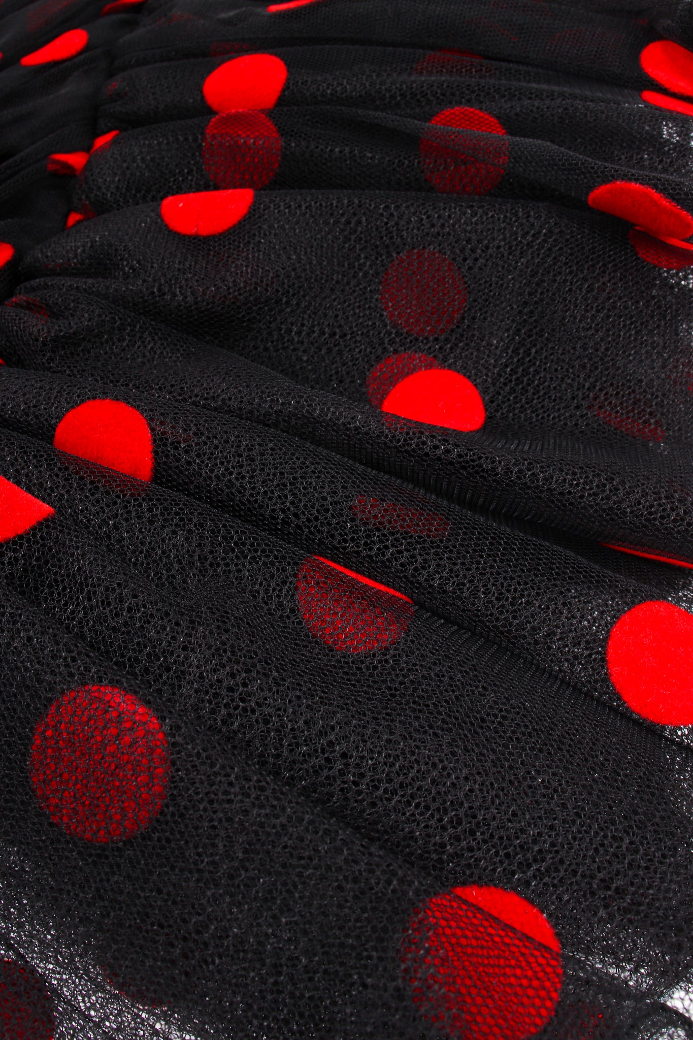 Vintage Tadashi Strapless Velvet Dot Mesh Dress fabric detail at Recess Los Angeles