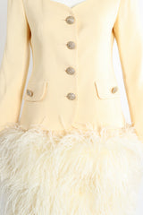 Vintage Teri Jon Wedding bridal Ostrich Pouf Jacket & Skirt Set on Mannequin Front Crop @ Recess LA