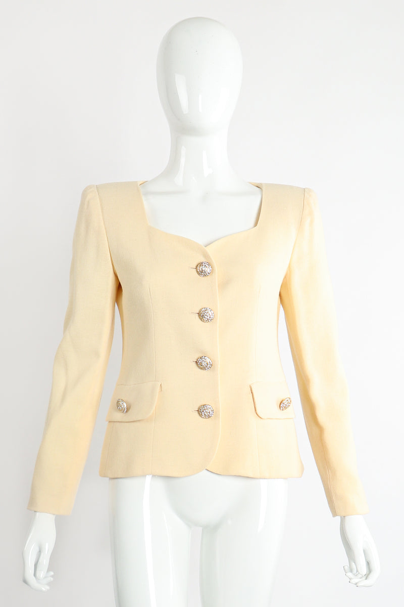 Vintage Teri Jon Wedding bridal Ostrich Pouf Jacket Set on Mannequin Front @ Recess LA